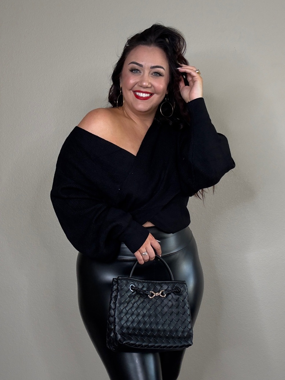Amazon Black Off-the-Shoulder Women's Sweater - Cozy Knit